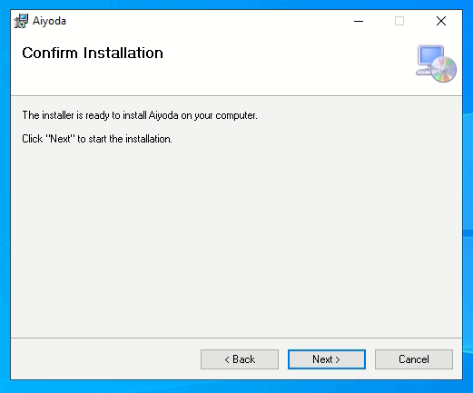 Confirm Installation screen