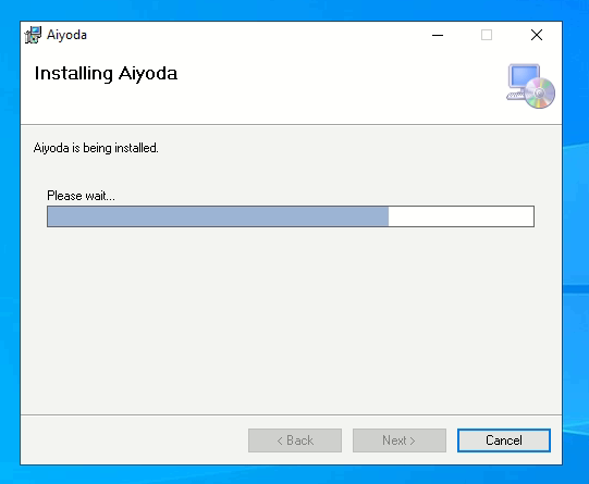 Installing Aiyoda progress screen